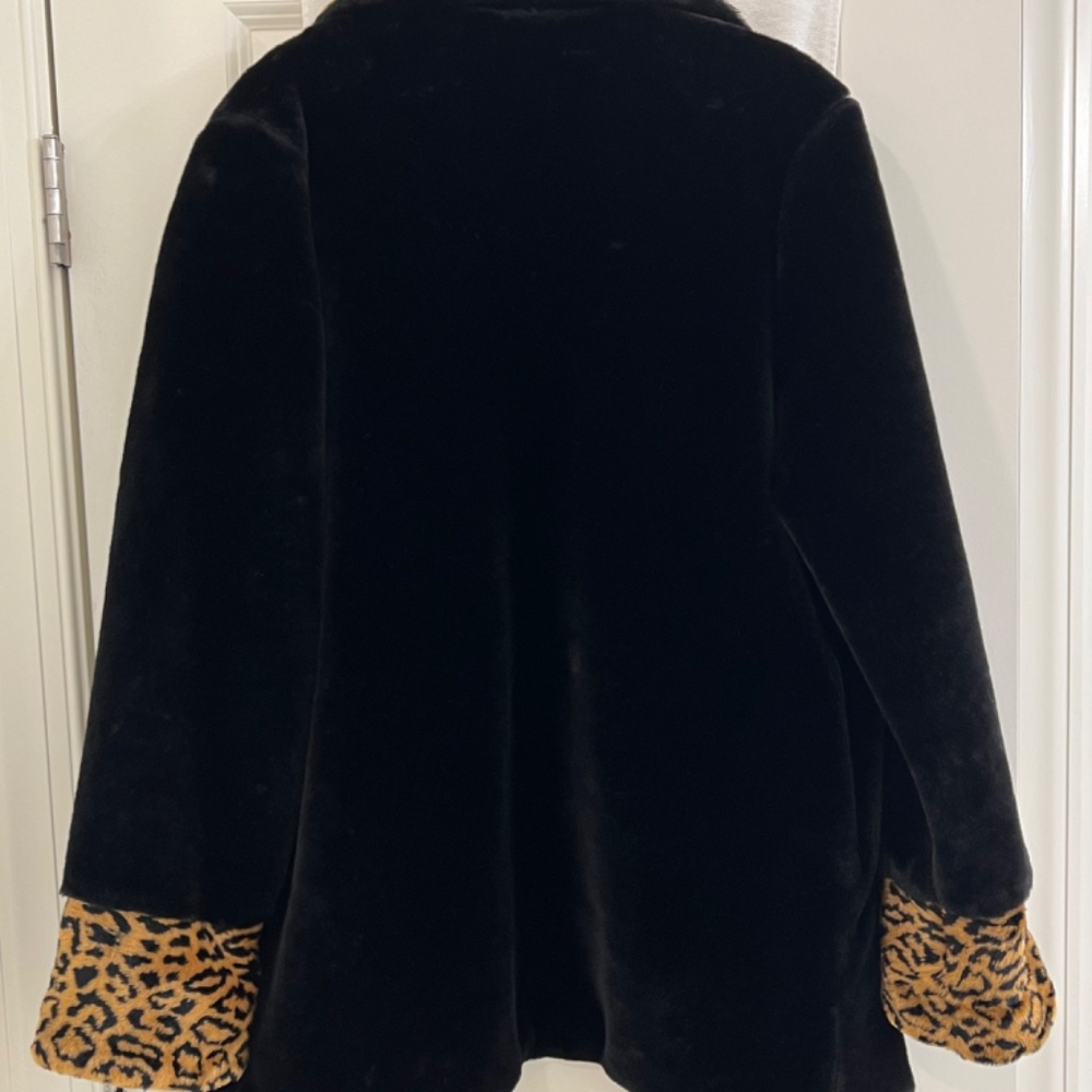Betmar New York Coat Made In USA Vintage Faux Fur Animal Print Black--Size M - Picture 2 of 13